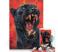 Puzzle da 1000 pezzi per adulti, raffigurante il ruggito della Pantera Nera Gioco pratico, impegnativo e stimolante, ideale come decorazione da scrivania 38x52cm