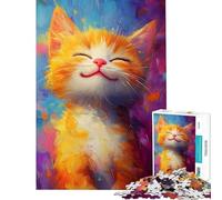 Puzzle da 1000 pezzi per adulti raffigurante il sorriso di un gatto gioioso Puzzle antistress per adulti migliora la memoria e offre una sfida stimolante da completare (dimensioni 50x75cm)