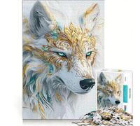 Puzzle da 1000 pezzi per adulti raffigurante il volto di un lupo Kintsugi ideale per rilassarsi con taglio di precisione e perfetto come decorazione da scrivania 50x75cm