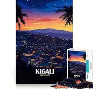Puzzle da 1000 pezzi per adulti raffigurante Kigali,Ruanda,di notte Puzzle logico a incastro,gioco casual,scena natalizia (50x75cm)