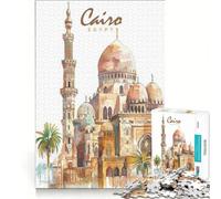 Puzzle da 1000 pezzi per adulti, raffigurante la città del Cairo ad acquerello, gioco impossibile, ideale per passare il tempo durante le vacanze, regalo di compleanno o di viaggio, 38x52cm