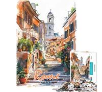 Puzzle da 1000 pezzi per adulti raffigurante la città di Roma con acquerelli Giochi per famiglie divertenti e stimolanti (dimensioni 50x75cm)
