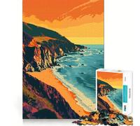 Puzzle da 1000 pezzi per adulti,raffigurante la costa di Big Sur,con un'immagine accurata della spiaggia,divertente e intelligente,un regalo perfetto per momenti di relax e per compleanni (38x26cm)