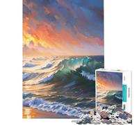 Puzzle da 1000 pezzi per adulti raffigurante la costa e le onde all'alba Gioco interattivo ed educativo ideale come regalo o per divertirsi in famiglia (dimensioni 38x26cm)