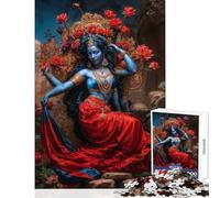 Puzzle da 1000 pezzi per adulti raffigurante la dea Kali in rosso e oro Gioco educativo che migliora la memoria decorazione per la casa con pezzi di forma casuale completamente ad incastro (52x38cm)