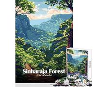 Puzzle da 1000 pezzi per adulti raffigurante la foresta di Sinharaja Sri Lanka Illustrazione divertente antistress decorazione per la casa giocattolo per rafforzare l'amore tra le coppie (38x52cm)