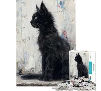Puzzle da 1000 pezzi per adulti raffigurante la gatta nera Grace Puzzle per adulti gioco per famiglie divertente e stimolante ideale come regalo (dimensioni 38x52cm)