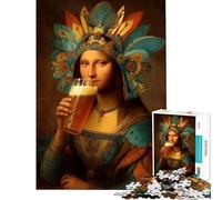 Puzzle da 1000 pezzi per adulti raffigurante la Gioconda che beve birra difficile e stimolante ideale per la decorazione della casa e per bambini dai 14 anni in su (50x75cm)