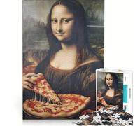 Puzzle da 1000 pezzi per adulti raffigurante la Gioconda che mangia la pizza un gioco impossibile divertente attività da fare in casa ideale come decorazione per la scrivania 50x75cm