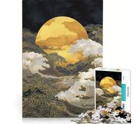 Puzzle da 1000 pezzi per adulti, raffigurante la luna dorata sulle onde dell'oceano Un gioco impossibile che stimola l'analisi e la logica, per rafforzare l'amore tra le coppie 38x52cm