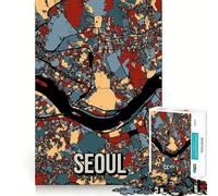 Puzzle da 1000 pezzi per adulti raffigurante la mappa di Seoul, Corea del Sud, con pezzi a incastro preciso Gioco di logica, divertimento assicurato, regalo di compleanno (38x52cm)