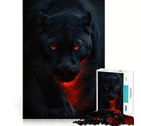 Puzzle da 1000 pezzi per adulti raffigurante la Pantera Nera con occhi luminosi,con bordi ben definiti,ideale come gioco per allenare la mente,per un divertimento rilassante o come decorazione