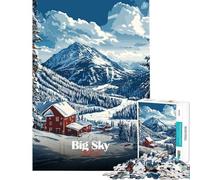 Puzzle da 1000 pezzi per adulti raffigurante la stazione sciistica di Big Sky Montana Gioco per famiglie con schema di assemblaggio impegnativo (dimensioni 50x75cm)