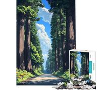Puzzle da 1000 pezzi per adulti raffigurante la strada per Nikko nella foresta giapponese Gioco per famiglie regalo di compleanno unico per Natale e altri giorni (dimensioni: 38x26cm)