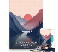 Puzzle da 1000 pezzi per adulti raffigurante la valle di Jiuzhaigou,in Cina,con bordi perfetti,gioco di concentrazione mentale,gioco lento,divertente,regalo di compleanno,arte (50x75cm)