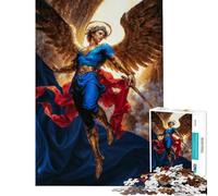 Puzzle da 1000 pezzi per adulti raffigurante l'angelo Michele con spada e ali dorate un gioco educativo e rompicapo ideale come regalo di compleanno (dimensioni 38x26cm)