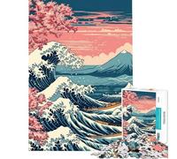 Puzzle da 1000 pezzi per adulti raffigurante le grandi barche a onda del Giappone Gioco pratico di assemblaggio ideale per l'interazione genitore-figlio (dimensioni: 50x75cm)