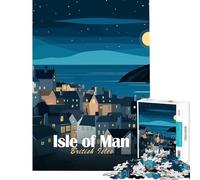 Puzzle da 1000 pezzi per adulti raffigurante l'Isola di Man di notte gioco educativo e sfida ideale per la decorazione della casa e come regalo (dimensioni 38x52cm)