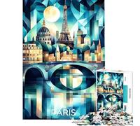 Puzzle da 1000 pezzi per adulti raffigurante lo skyline cubista di Parigi con la Torre Eiffel e la Senna Gioco per famiglie con schema di assemblaggio impegnativo (dimensioni 50x75cm)
