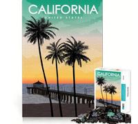 Puzzle da 1000 pezzi per adulti,raffigurante lo stato della California,con pezzi ben definiti,un gioco di abilità mentale,ideale per momenti di relax e divertimento a tema natalizio (38x52cm)
