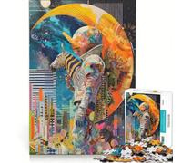 Puzzle da 1000 pezzi per adulti, raffigurante l'uomo, la luna e la zebra, un gioco pratico per tutta la famiglia, compleanno e Natale 38x26cm