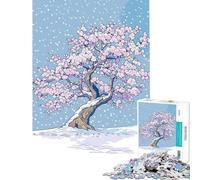 Puzzle da 1000 pezzi per adulti raffigurante neve su un ciliegio in fiore Puzzle antistress da 1000 pezzi regalo di compleanno gioco stimolante (38x52cm)