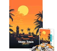 Puzzle da 1000 pezzi per adulti raffigurante Stone Town al tramonto a Zanzibar Un gioco avvincente che stimola la pazienza una sfida stimolante e un regalo di compleanno (dimensioni 75x50cm)