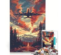 Puzzle da 1000 pezzi per adulti, raffigurante un aereo e un cielo in stile vettoriale, giocattolo educativo, rilassante e stimolante per l'intelletto, ideale come regalo 38x52cm