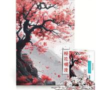 Puzzle da 1000 pezzi per adulti, raffigurante un albero di ciliegio in fiore su una scogliera, gioco educativo, per divertimento in famiglia, collezione d'artista, opera d'arte 50x75cm