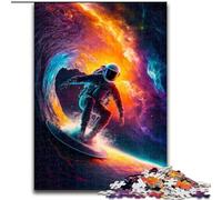 Puzzle da 1000 pezzi per adulti raffigurante un astronauta che fa surf Rompicapo e decorazione per la casa Perfetto come regalo di Natale Dimensioni: 38x26cm