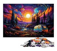 Puzzle da 1000 pezzi per adulti raffigurante un autobus sotto una vista notturna colorata opera d'arte regalo di compleanno decorazione da parete 1000 pezzi (38x26 cm)
