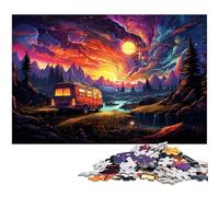 Puzzle da 1000 pezzi per adulti raffigurante un autobus sotto una vista notturna colorata opera d'arte regalo di compleanno decorazione da parete 1000 pezzi (38x26 cm)