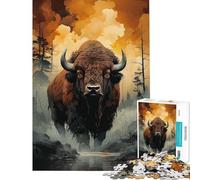 Puzzle da 1000 pezzi per adulti raffigurante un bisonte in libertà Un gioco rilassante per tutta la famiglia ideale per compleanni e Natale (dimensioni: 38x52cm)