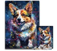 Puzzle da 1000 pezzi per adulti raffigurante un cane Corgi che dipinge. Puzzle per adulti perfetti per il divertimento in famiglia durante le vacanze, 50x75CM/19,68x29,52 pollici.