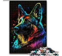Puzzle da 1000 pezzi per adulti,raffigurante un cane da pastore colorato,realizzato in legno come decorazione fai da te o regalo di compleanno,50x75cm per compleanni,feste e occasioni speciali