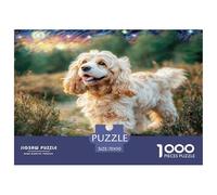 Puzzle da 1000 pezzi per adulti, raffigurante un cane nell'erba, realizzato in cartone riciclato al 100%, splendidamente illustrato, unico nel suo genere, 70x50 cm/1000 pezzi.