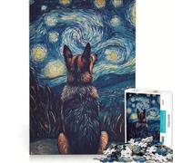 Puzzle da 1000 pezzi per adulti, raffigurante un cane sotto una notte stellata, gioco educativo, decorazione da parete, ideale come regalo 38x26cm