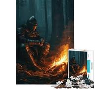 Puzzle da 1000 pezzi per adulti raffigurante un cavaliere che si riposa accanto a un falò Gioco educativo e stimolante ideale per momenti di relax e come regalo di compleanno o per un'opera d'arte