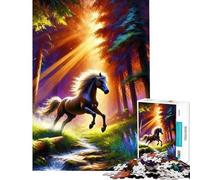 Puzzle da 1000 pezzi per adulti raffigurante un cavallo che corre nella foresta Puzzle fai-da-te per adulti decorazione da parete compleanno e Natale (dimensioni 38x26cm)