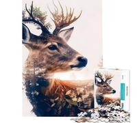 Puzzle da 1000 pezzi per adulti raffigurante un cervo coronato nella foresta un rompicapo un gioco di precisione con taglio accurato ideale come regalo di compleanno (dimensioni: 50x75cm)