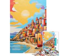 Puzzle da 1000 pezzi per adulti raffigurante un colorato villaggio costiero con barca a vela ideale per compleanni e Natale per il divertimento in famiglia Giocattolo antistress per ragazzi