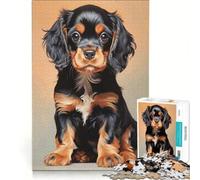 Puzzle da 1000 pezzi per adulti raffigurante un cucciolo di Cavalier King Charles Spaniel nero e marrone, un gioco pratico e divertente per ridurre lo stress, compleanni e altre