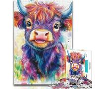 Puzzle da 1000 pezzi per adulti raffigurante un cucciolo di yak in acquerello, gioco stimolante e gioco per famiglie, ideale come regalo per tutta la famiglia (38x26cm)