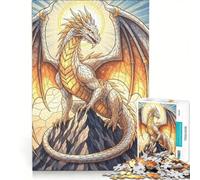 Puzzle da 1000 pezzi per adulti raffigurante un drago dorato sulla cima di una montagna, gioco interattivo, decorazione da parete, adatto anche per la scrivania 50x75cm
