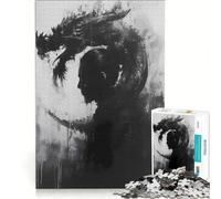 Puzzle da 1000 pezzi per adulti, raffigurante un drago ombra in stile asiatico, antistress, di difficoltà elevata, ideale come elemento della lista dei desideri con Babbo Natale 38x26cm