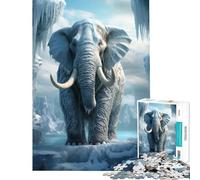 Puzzle da 1000 pezzi per adulti raffigurante un elefante in un mondo di ghiaccio Gioco educativo e stimolante antistress e regalo divertente (dimensioni 38x52cm)