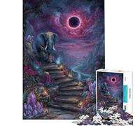 Puzzle da 1000 pezzi per adulti raffigurante un elefante sulle scale e un'eclissi Un gioco da parete che stimola la memoria e offre una sfida stimolante (dimensioni: 50x75cm)