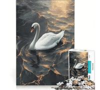 Puzzle da 1000 pezzi per adulti, raffigurante un elegante cigno su acque dorate, gioco educativo, di analisi e logica, regalo di compleanno, regalo di viaggio 38x52cm