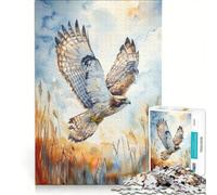 Puzzle da 1000 pezzi per adulti raffigurante un falco in volo con tecnica acquerello Gioco divertente interazione genitore-figlio ogni pezzo è unico 50x75cm