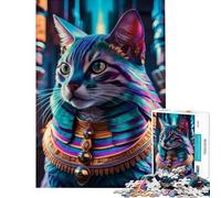 Puzzle da 1000 pezzi per adulti raffigurante un faraone egizio con gatti e gioielli Un gioco di logica e analisi impegnativo adatto a ragazzi dai 14 anni in su 50x75cm